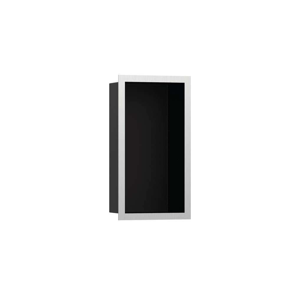 Hansgrohe - XtraStoris Individual Wall Niche Matte Black with Design Frame 12''x 6''x 4'' in Brushed Stainless Steel - Brushed Stainless Steel