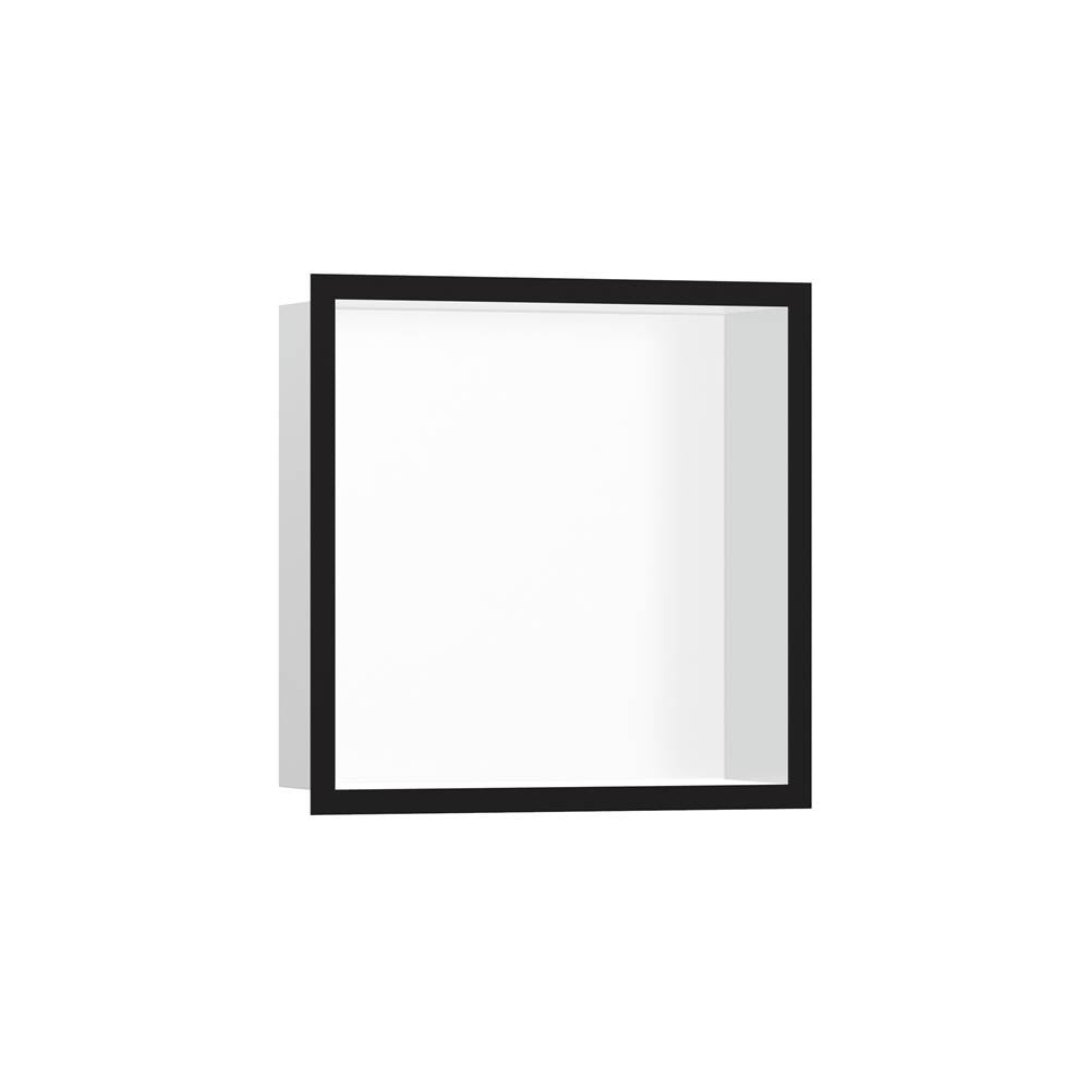 Hansgrohe - XtraStoris Individual Wall Niche Matte White with Design Frame 12''x 12''x 4'' in Matte Black - Matte Black