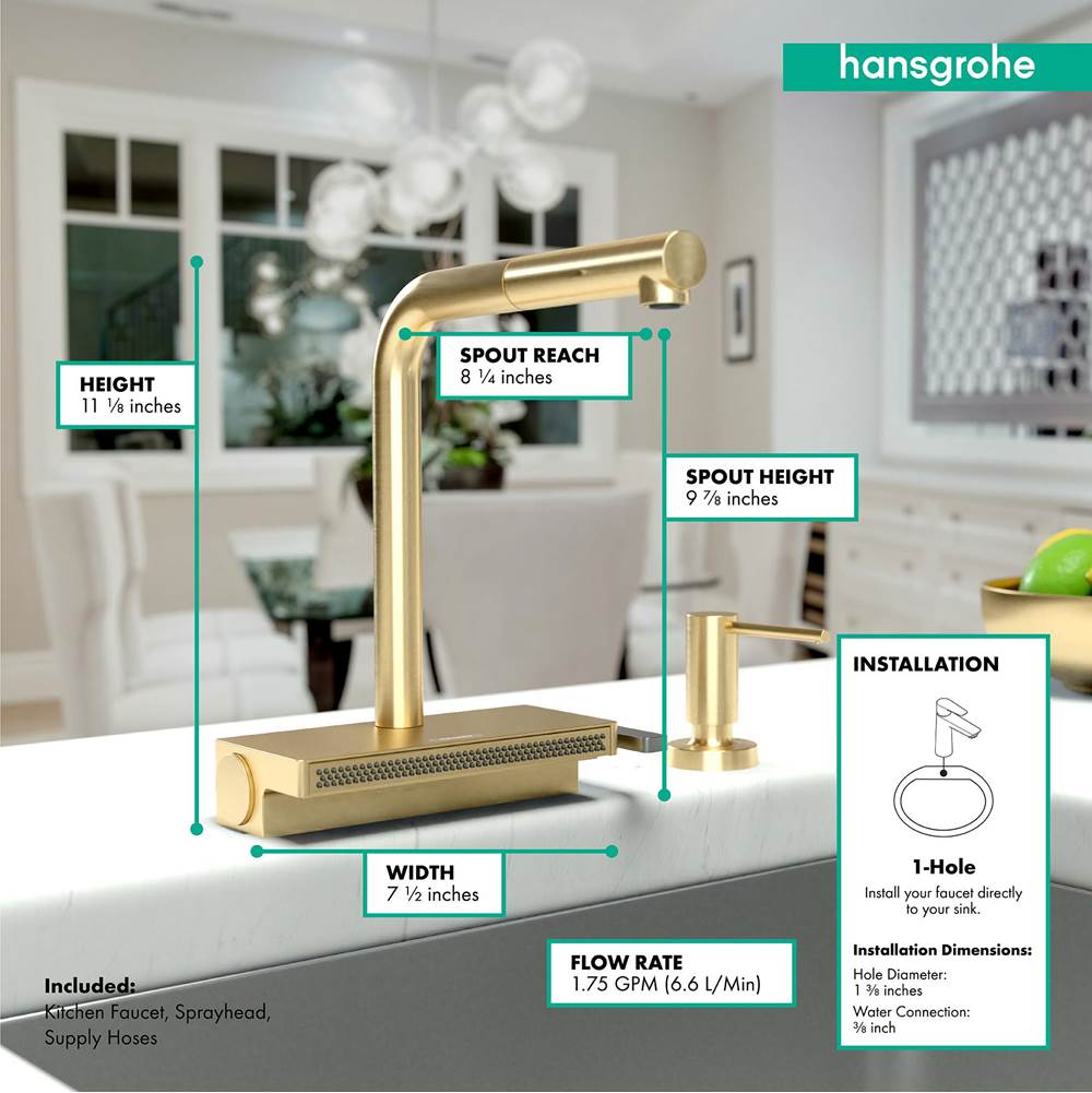 Aquno Select Kitchen Faucet, 2-Spray Pull-Out, 1.75 GPM in Chrome