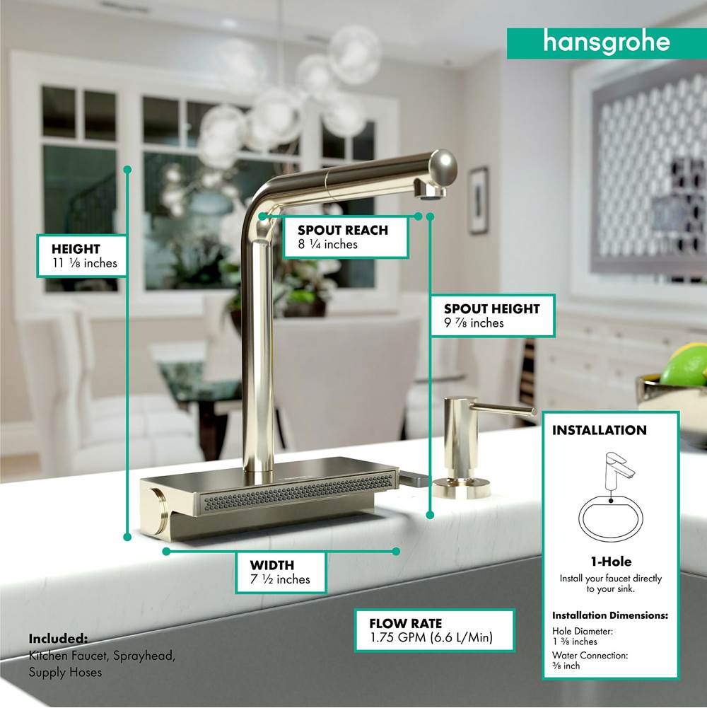 Aquno Select Kitchen Faucet, 2-Spray Pull-Out, 1.75 GPM in Chrome