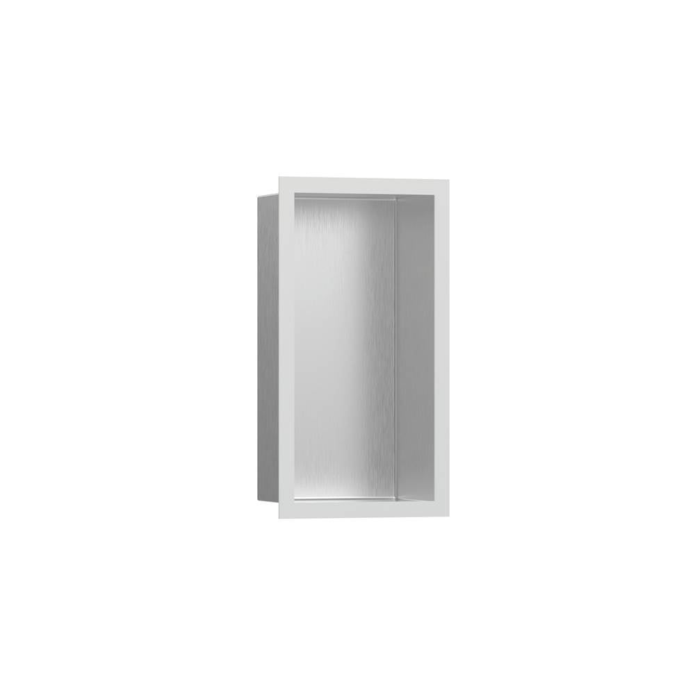 Hansgrohe - XtraStoris Individual Wall Niche Brushed Stainless Steel with Design Frame 12''x 6''x 4'' in Matte White - Matte White