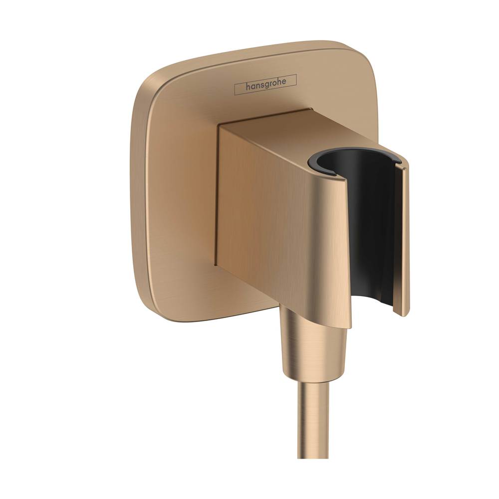 Hansgrohe - FixFit Q Wall Outlet with Handshower Holder in Brushed Bronze - Brushed Bronze
