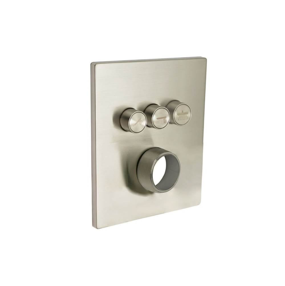 Huntington Brass - Three Button Push Button Valve Faceplate - PVD Satin Nickel
