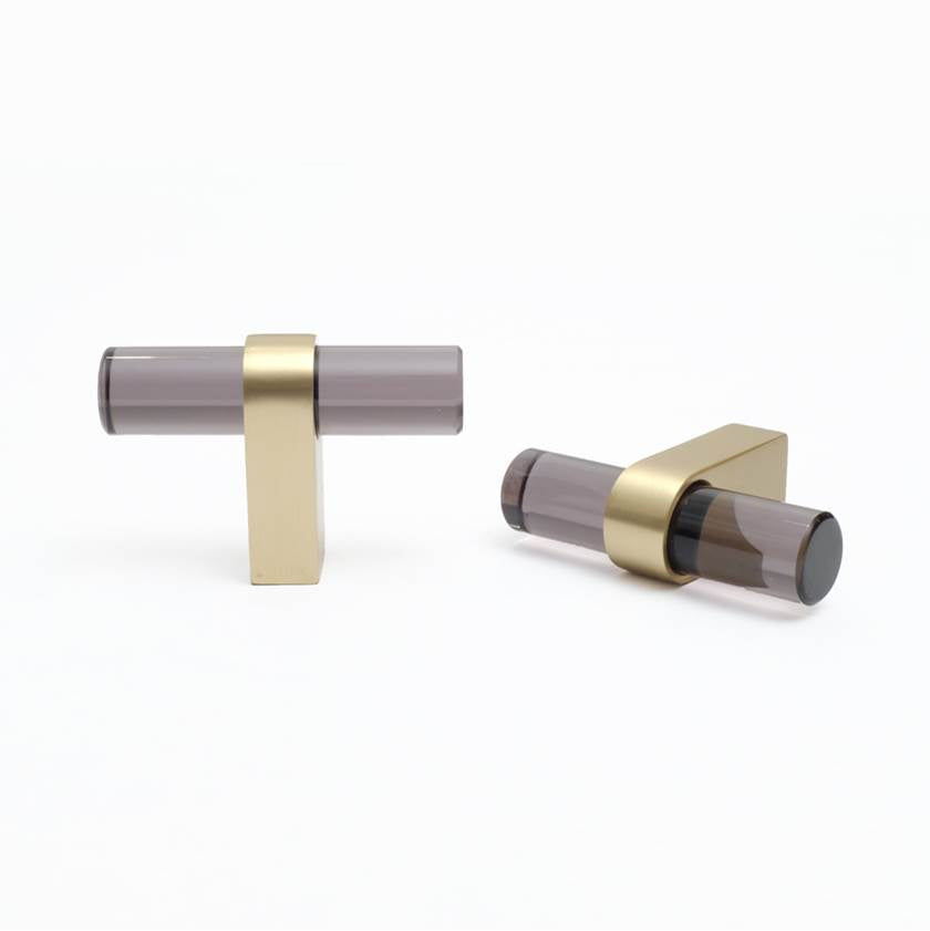 Clarity 2 in (51 mm) Length Smoke Acrylic, Matte Black Cabinet T-Knob
