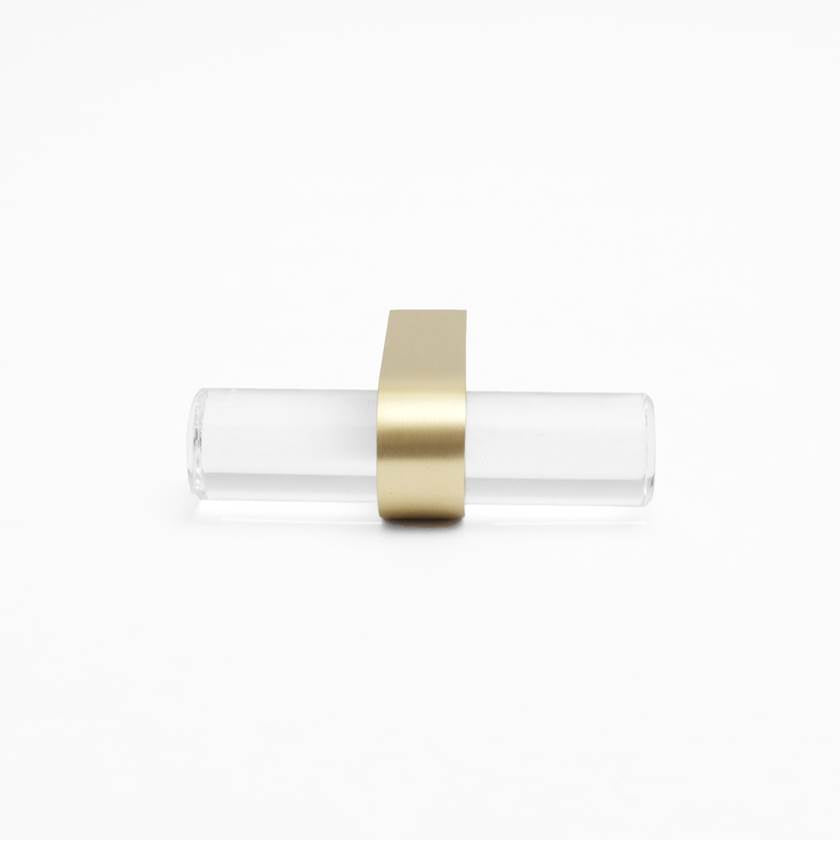 Clarity 2 in (51 mm) Length Smoke Acrylic, Matte Black Cabinet T-Knob