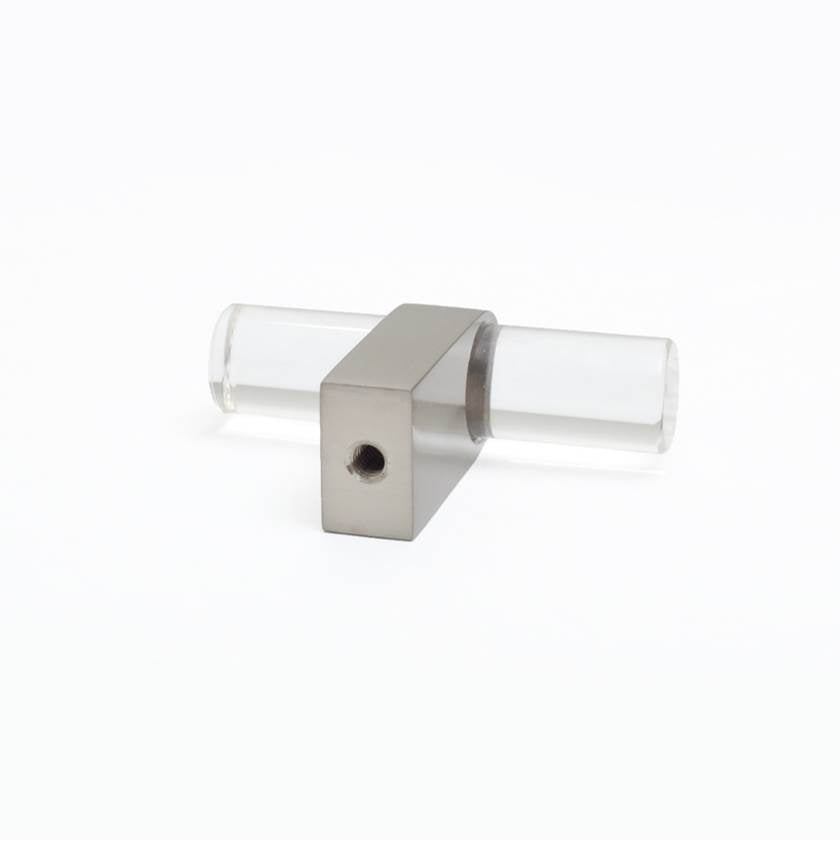 Clarity 2 in (51 mm) Length Smoke Acrylic, Matte Black Cabinet T-Knob