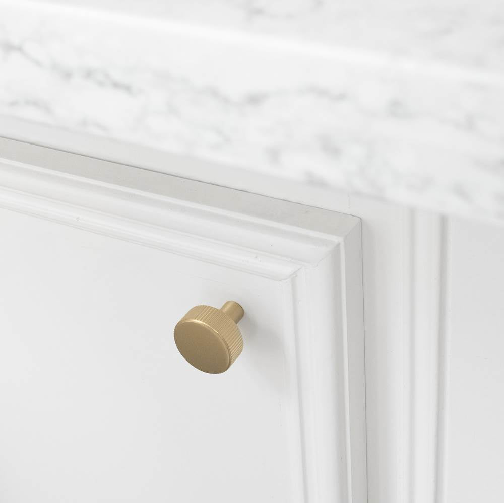 Ribbed 1-3/8 in (35 mm) Width Matte Black Cabinet Knob