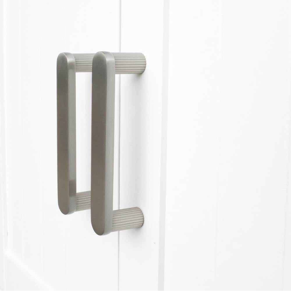 Ribbed 3-3/4 in (96 mm) Center to Center Matte Black Cabinet Pull