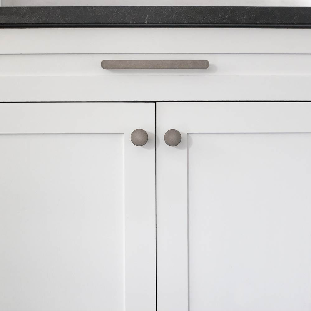 Ribbed 1-3/8 in (35 mm) Width Matte Black Cabinet Knob