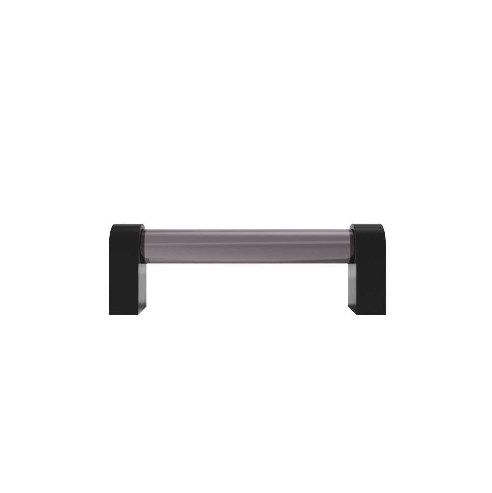 Hapny - Clarity 3-3/4 in (96 mm) Center to Center Smoke Acrylic, Matte Black Cabinet Pull - Smoke Acrylic,Matte Black