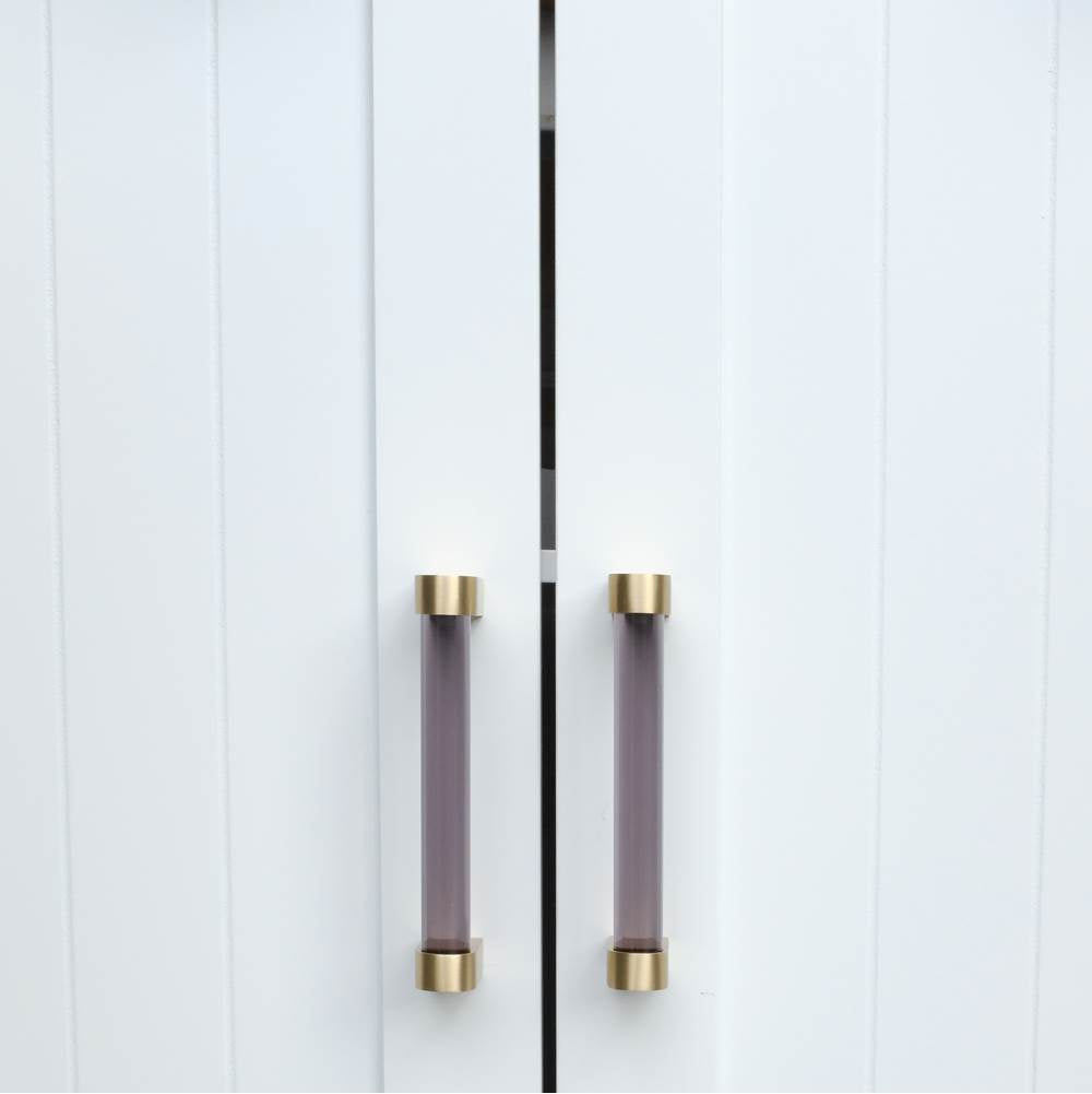 Clarity 3-3/4 in (96 mm) Center to Center Smoke Acrylic, Matte Black Cabinet Pull