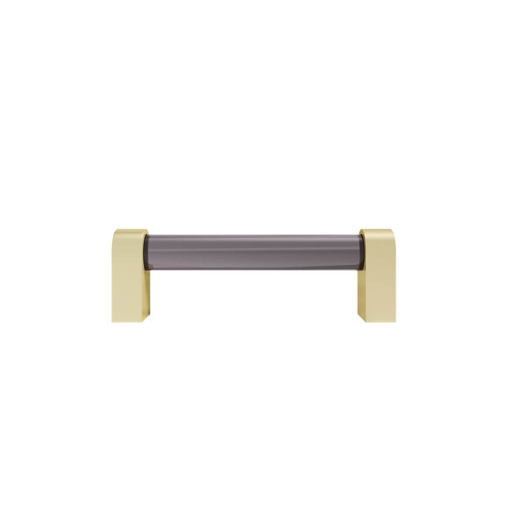 Hapny - Clarity 3-3/4 in (96 mm) Center to Center Smoke Acrylic, Satin Brass Cabinet Pull - Smoke Acrylic,Satin Brass