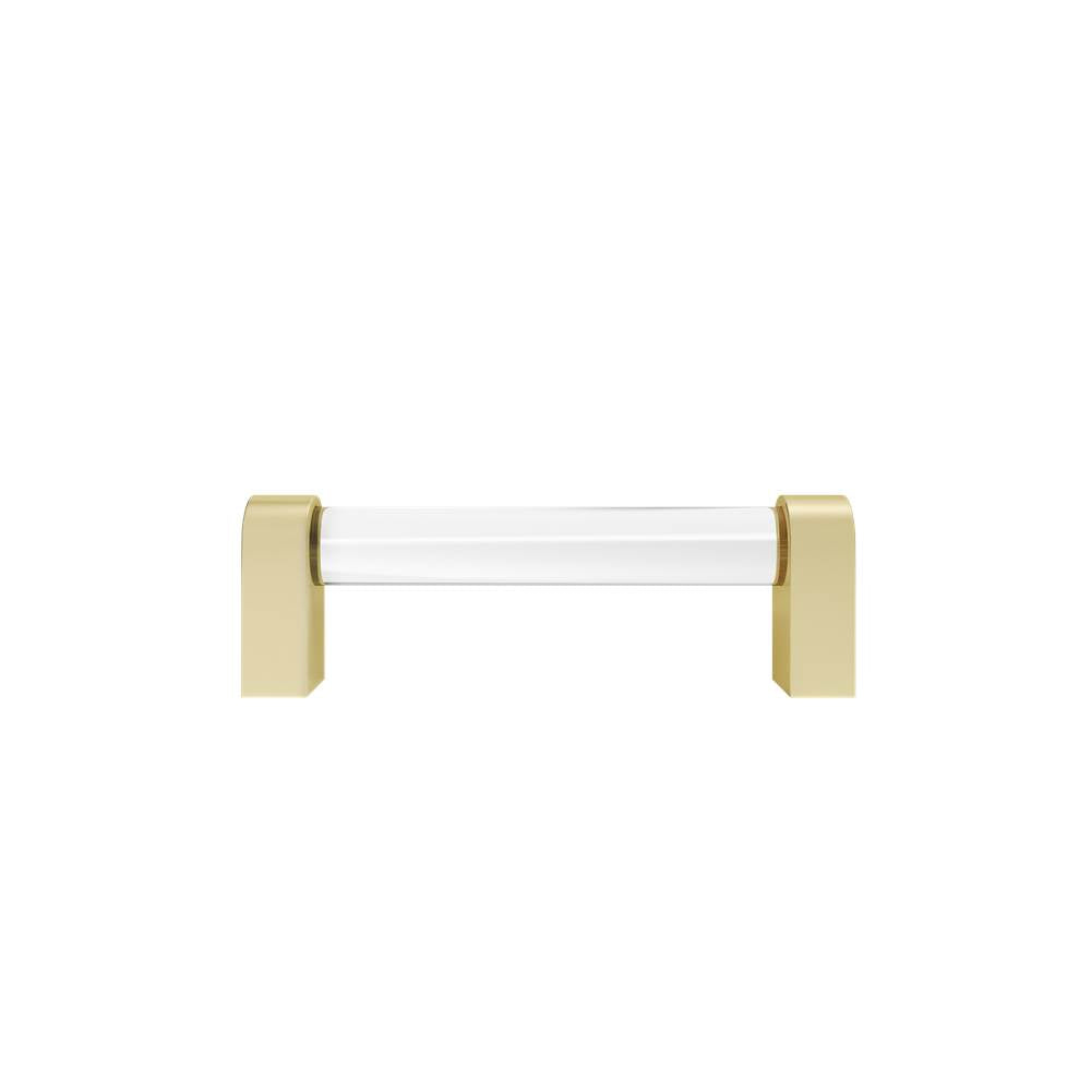 Hapny - Clarity 3-3/4 in (96 mm) Center to Center Clear Acrylic, Satin Brass Cabinet Pull - Clear Acrylic,Satin Brass