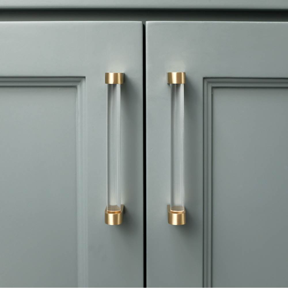 Clarity 5 in (128 mm) Center to Center Smoke Acrylic, Matte Black Cabinet Pull