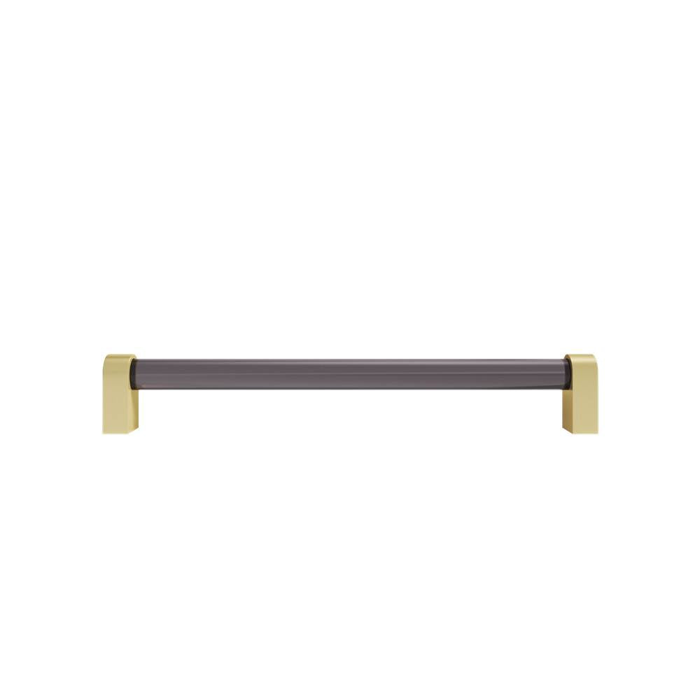 Hapny - Clarity 8 in (203.2 mm) Center to Center Smoke Acrylic, Satin Brass Cabinet Pull - Smoke Acrylic,Satin Brass