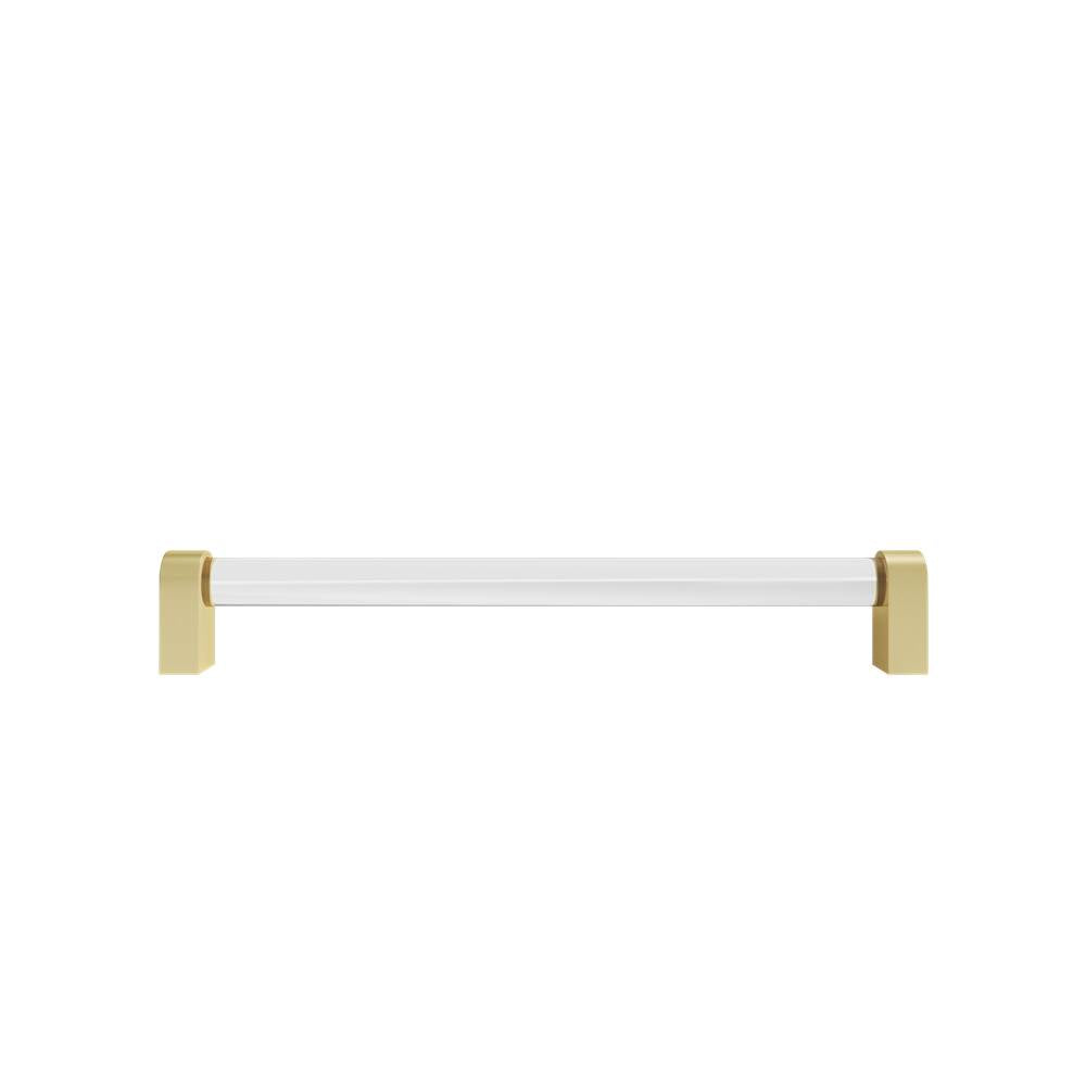 Hapny - Clarity 8 in (203.2 mm) Center to Center Clear Acrylic, Satin Brass Cabinet Pull - Clear Acrylic,Satin Brass