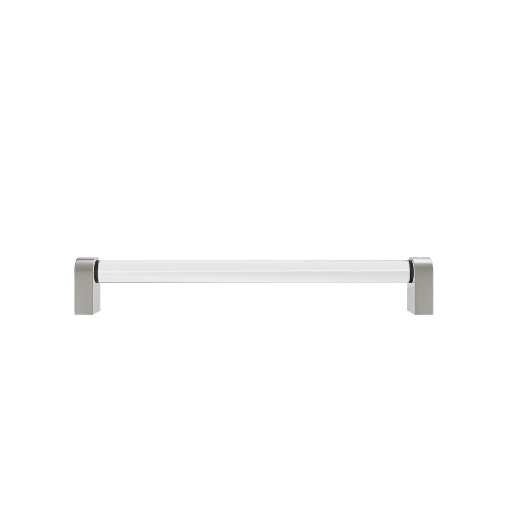 Hapny - Clarity 8 in (203.2 mm) Center to Center Clear Acrylic, Satin Nickel Cabinet Pull - Clear Acrylic,Satin Nickel
