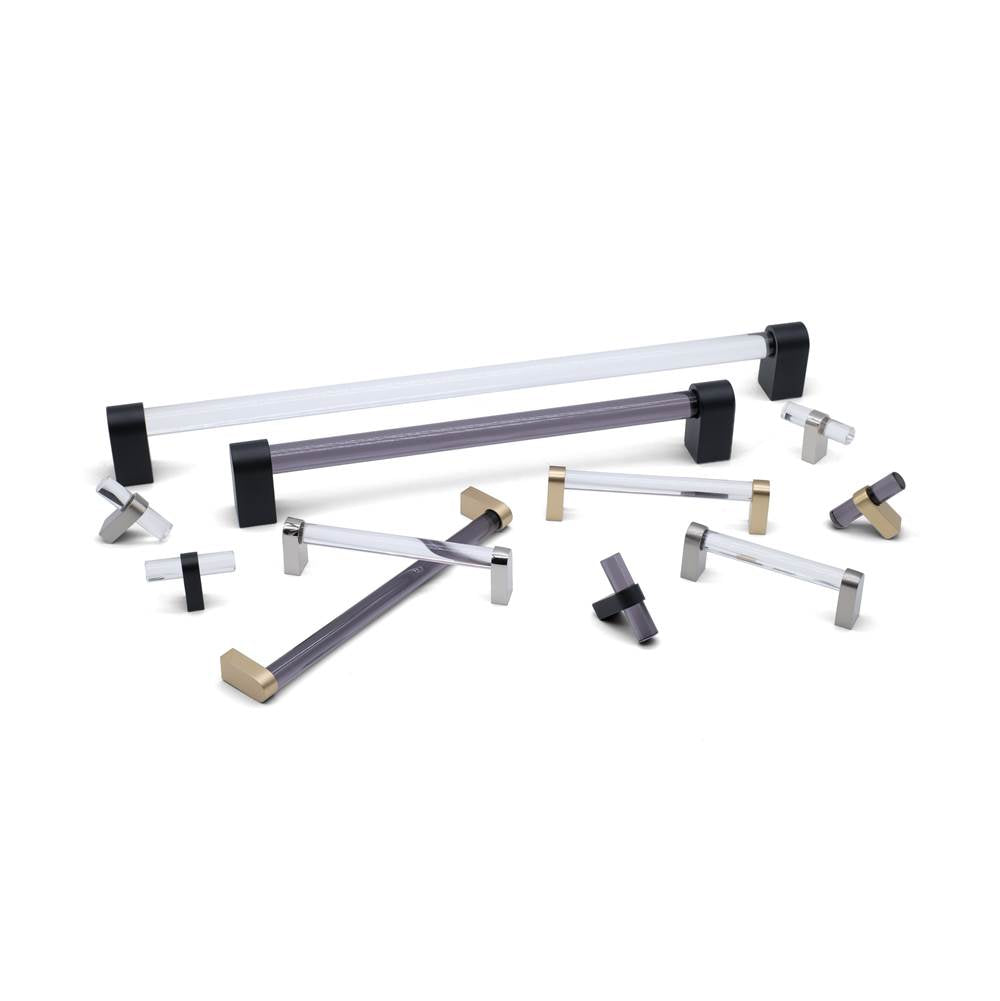 Clarity 3-3/4 in (96 mm) Center to Center Smoke Acrylic, Matte Black Cabinet Pull