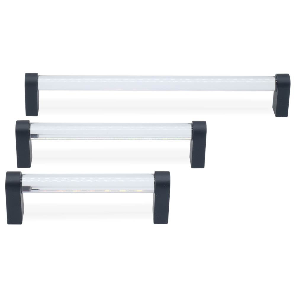 Clarity 3-3/4 in (96 mm) Center to Center Smoke Acrylic, Matte Black Cabinet Pull