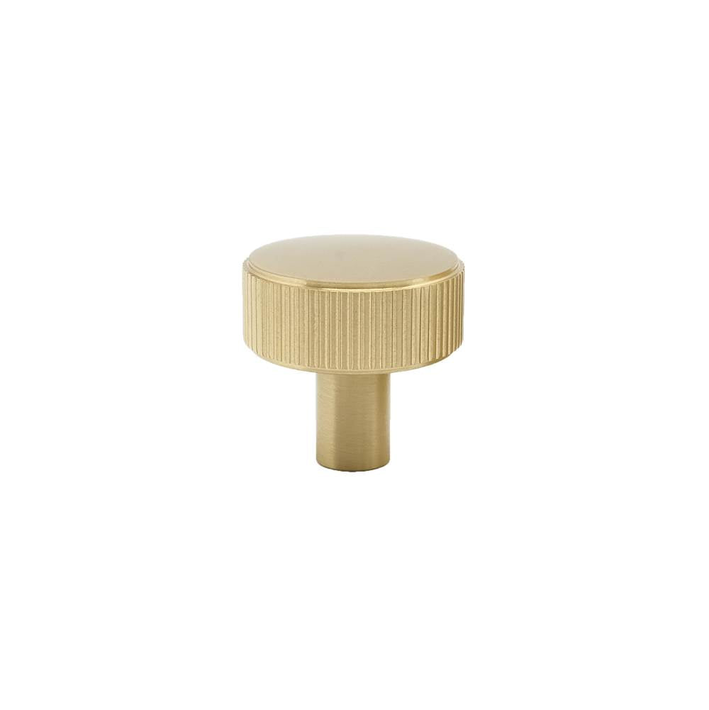 Hapny - Ribbed 1-3/8 in (35 mm) Width Satin Brass Cabinet Knob - Satin Brass
