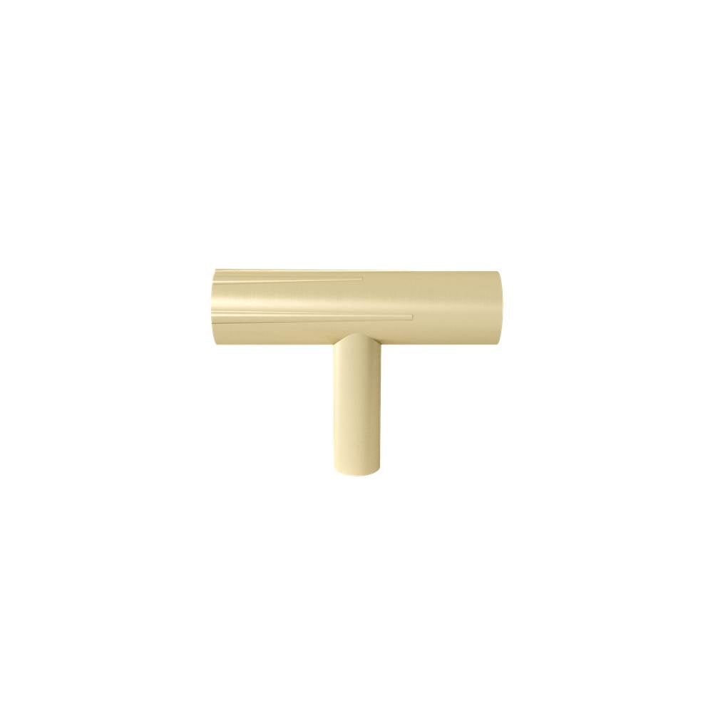 Hapny - Sunburst 1-15/16 in (50 mm) Length Satin Brass Cabinet T-Knob - Satin Brass