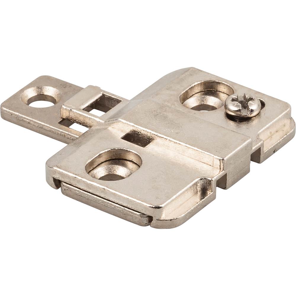 Hardware Resources - Heavy Duty 0 mm Cam Adjustable 3 Hole Zinc Die Cast Plate for 500 Series Euro Hinges - Polished Nickel