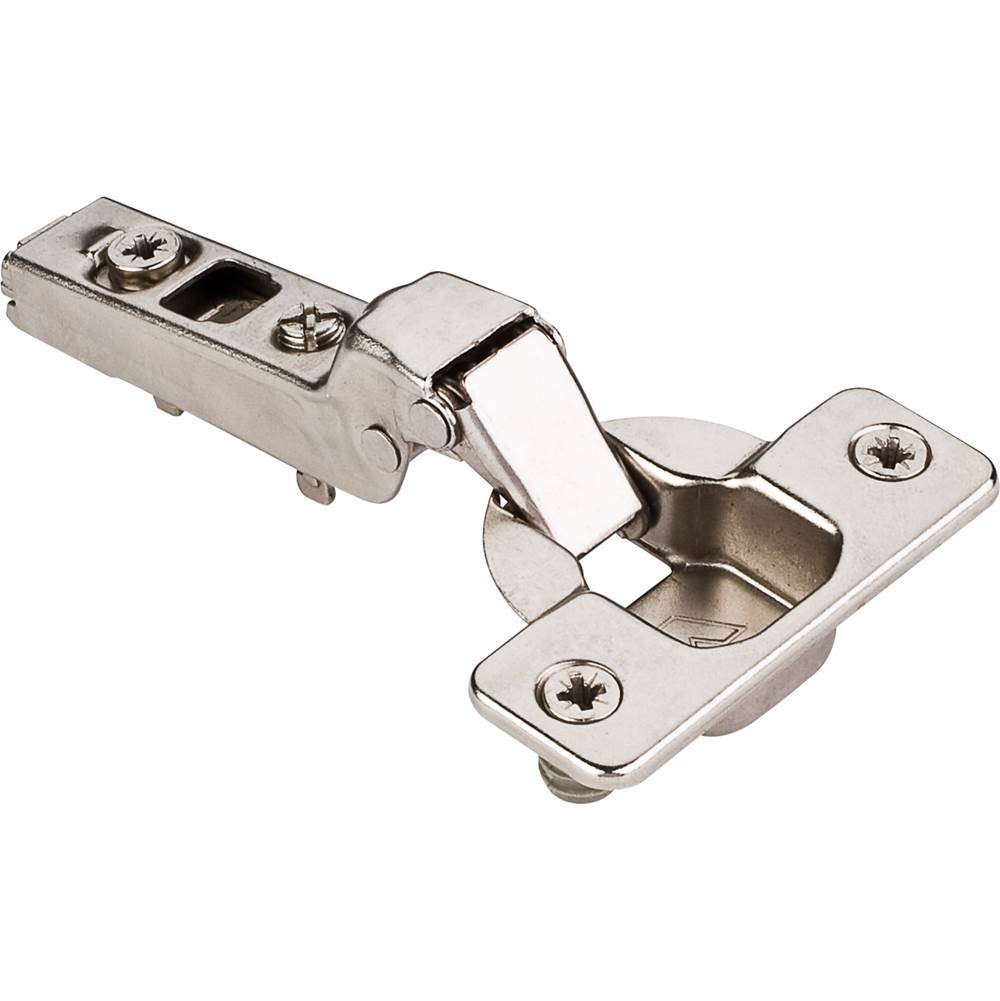 Hardware Resources - 110 degree Standard Duty Partial Overlay Cam Adjustable Self-close Hinge with Press-in 8 mm Dowels - Polished Nickel