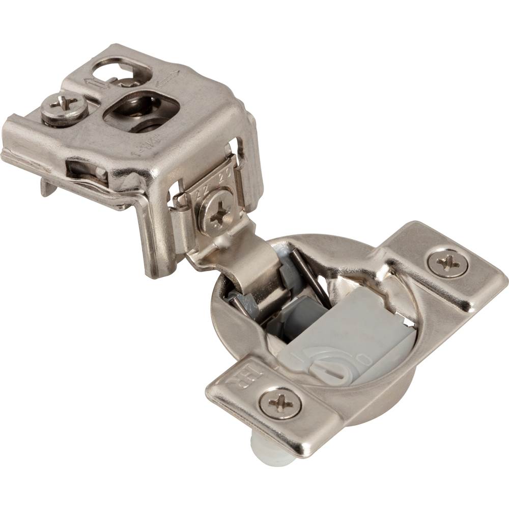 Hardware Resources - 105degree 1-1/4'' Overlay Heavy Duty Dura-Close Adjustable Soft-close Compact Hinge with Press-in 8 mm Dowels - Nickel