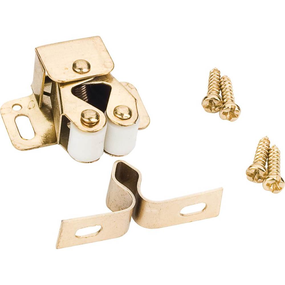 Hardware Resources - Double Roller Catch with Strike and Screws - Polished Brass - Polished Brass