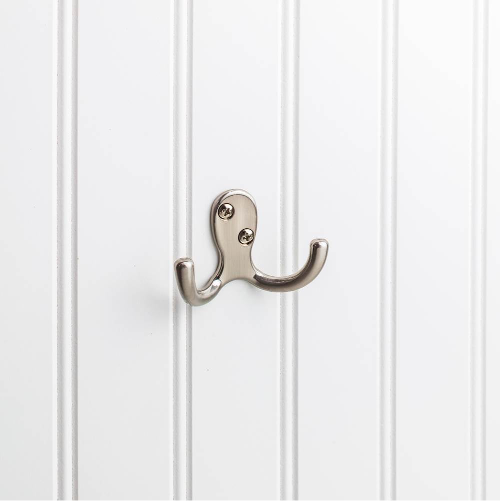 Hardware Resources - 1-7/8'' Satin Nickel Heavy Duty Double Prong Wall Mounted Hook - Satin Nickel