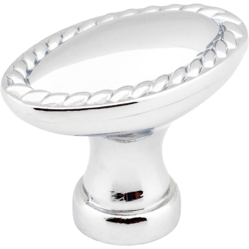Hardware Resources - 1-3/8'' Overall Length Polished Chrome Oval Rope Detailed Lindos Cabinet Knob - Polished Chrome
