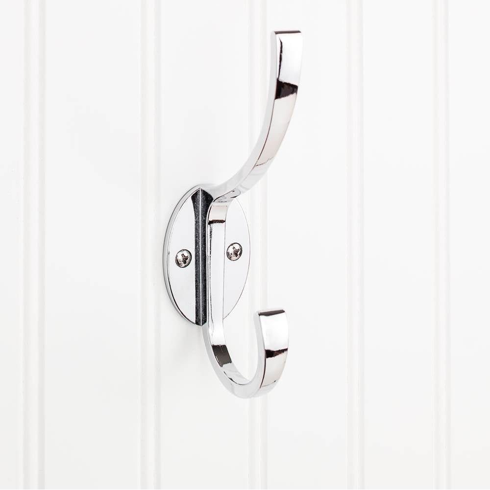 Hardware Resources - 5-7/8'' Polished Chrome Flared Transitional Double Prong Wall Mounted Hook - Polished Chrome