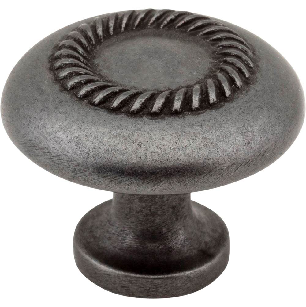 Hardware Resources - 1-1/4'' Diameter Gun Metal Rope Detailed Cypress Cabinet Mushroom Knob - Gun Metal