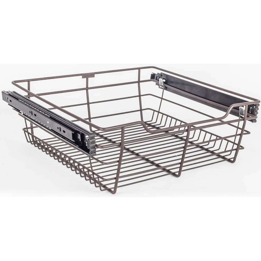 Hardware Resources - Dark Bronze Closet Pullout Basket with Slides 14''D x 17''W x 6''H - Dark Bronze