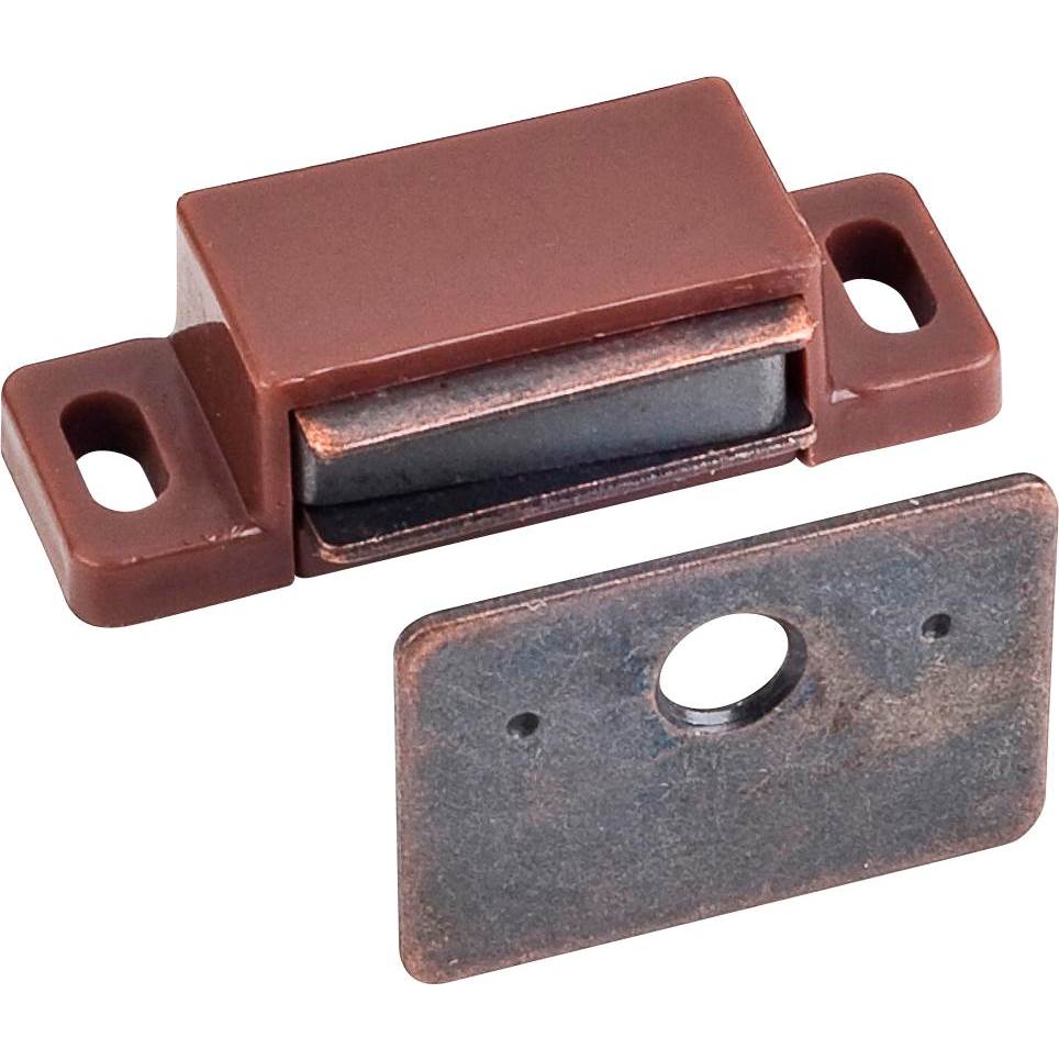 Hardware Resources - 8 lb. Brown Single Magnetic Catch with Bronze Strike and Screws - Brown