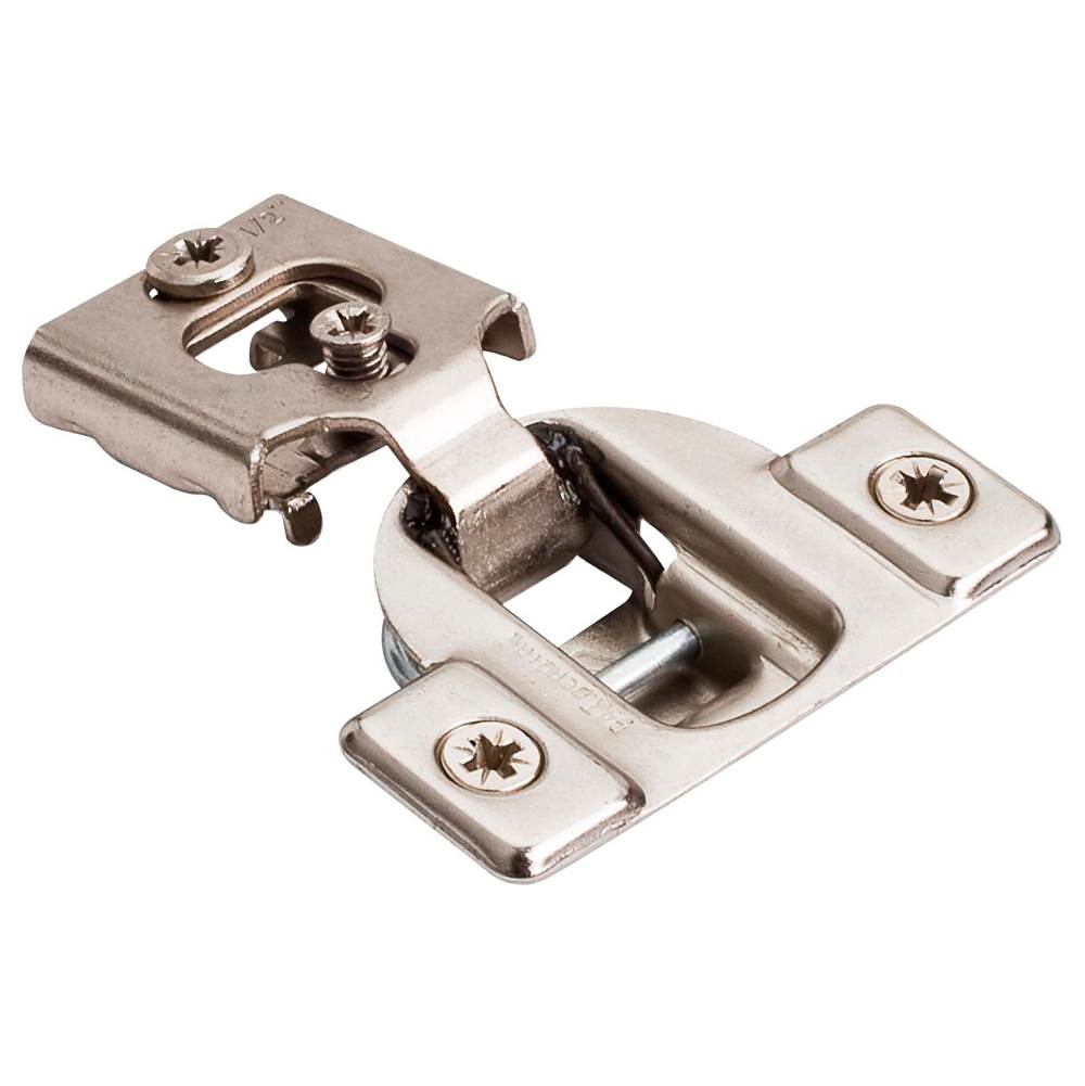 Hardware Resources - 105 degree 1/2'' Economical Standard Duty Self-close Compact Hinge with 8 mm Dowels - Polished Nickel