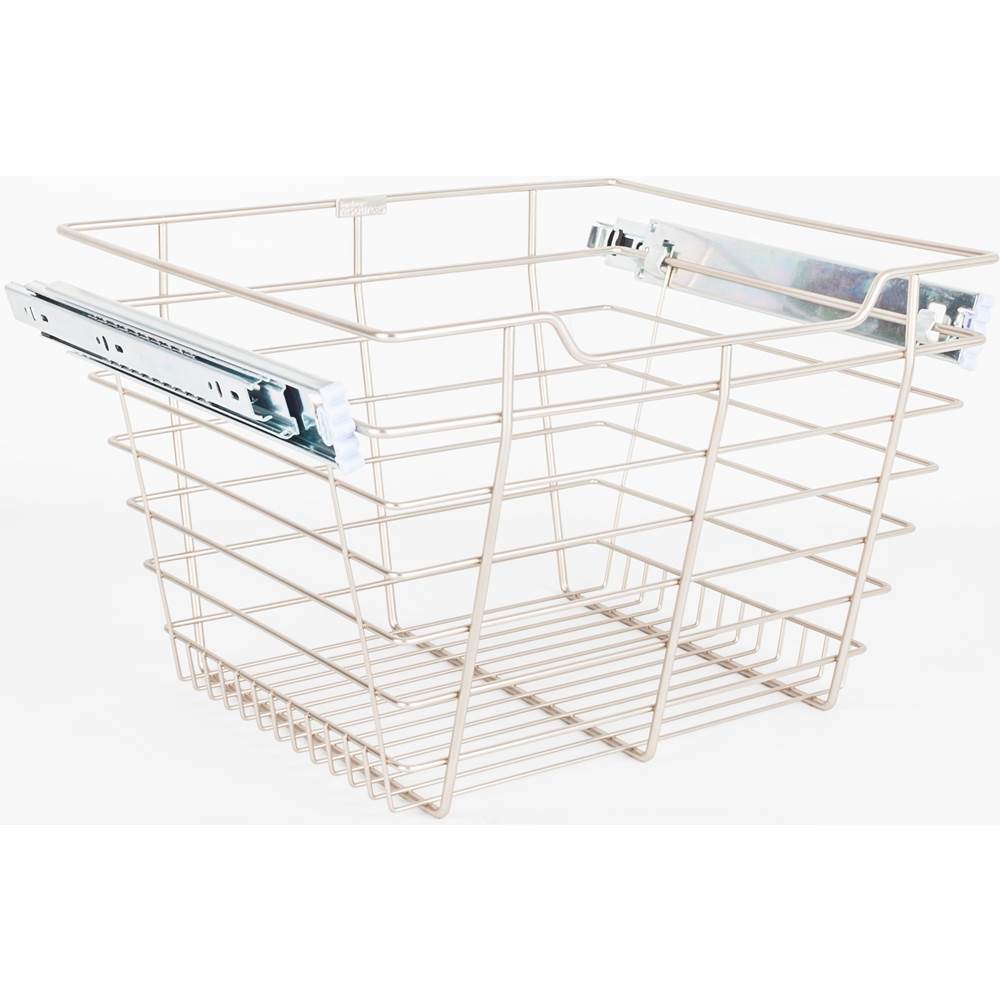 Hardware Resources - Satin Nickel Closet Pullout Basket with Slides 16''D x 17''W x 11''H - Satin Nickel
