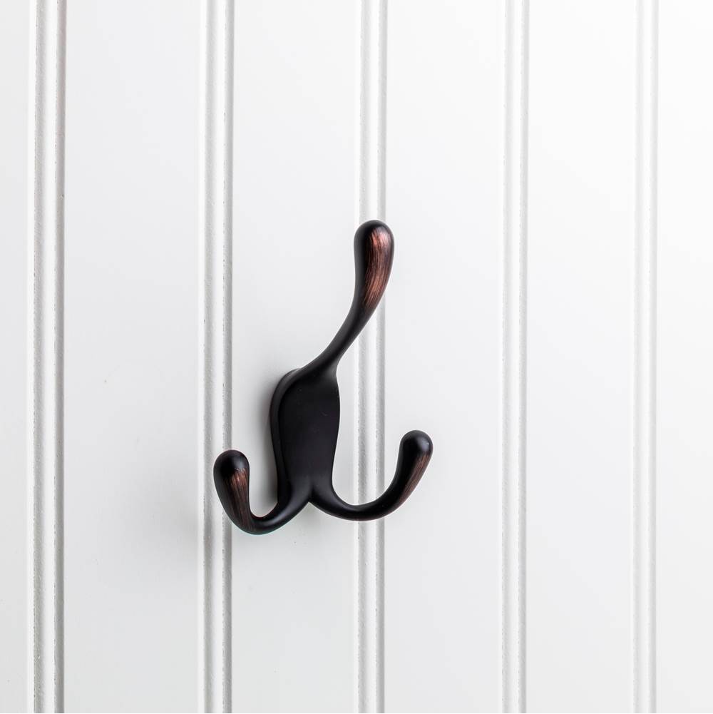 Hardware Resources - 4'' Brushed Oil Rubbed Bronze Large Concealed Triple Prong Wall Mounted Hook - Brushed Oil Rubbed Bronze