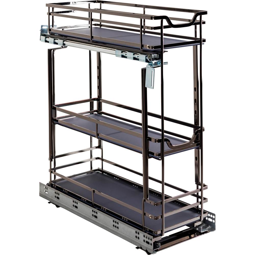 Hardware Resources - 8'' Black Nickel STORAGE WITH STYLE Metal ''No Wiggle'' Base Pullout, Preassembled with Soft-close Slides - Black Nickel