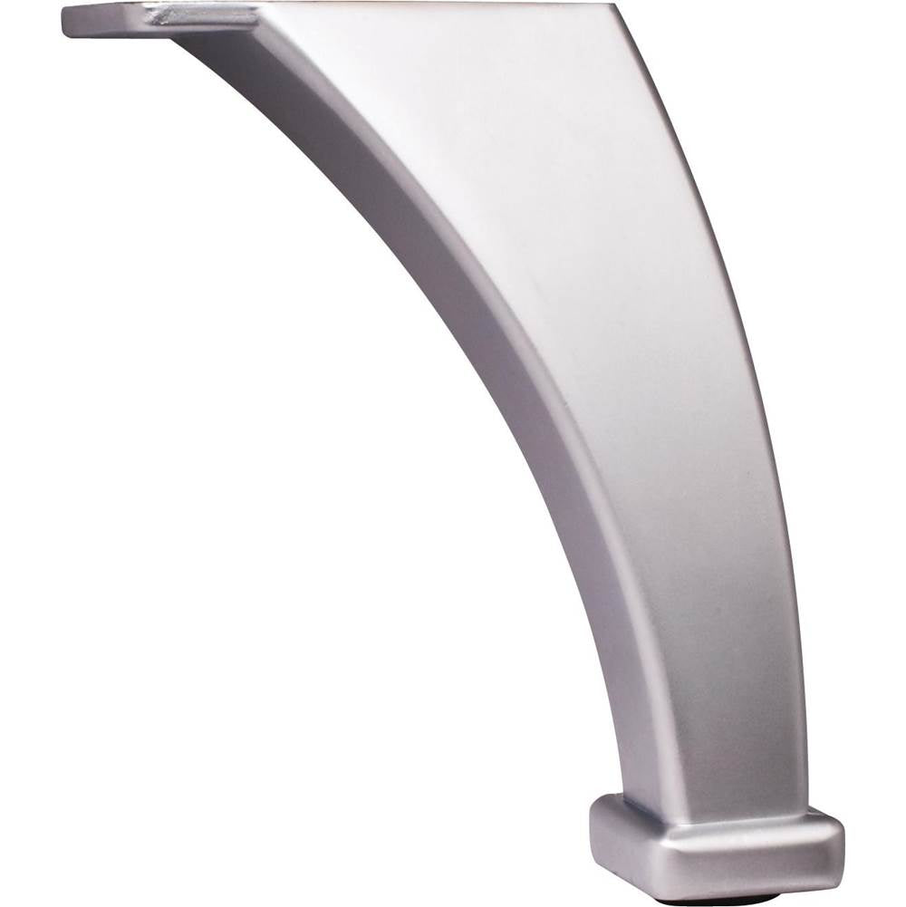 Hardware Resources - 4-1/8'' H Dull Chrome Square Curved Metal Furniture Leg - Brushed Chrome
