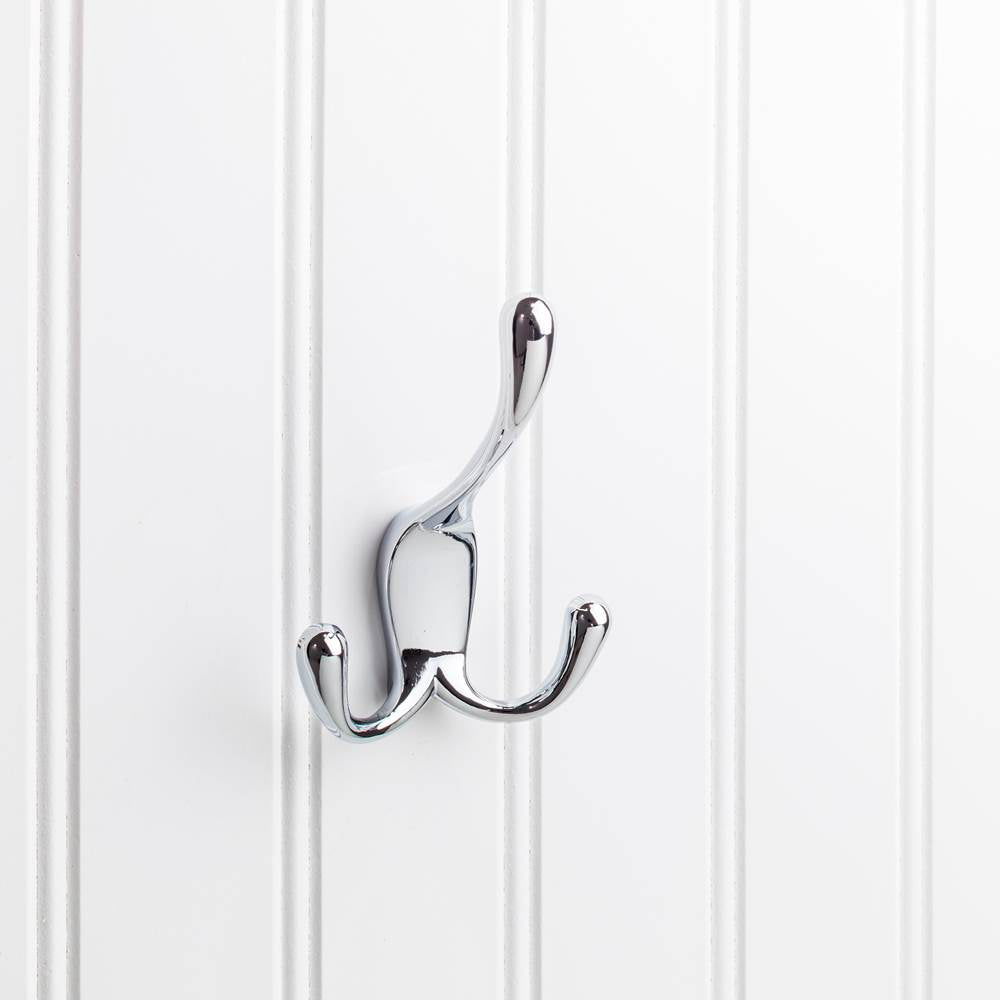 Hardware Resources - 4'' Polished Chrome Large Concealed Triple Prong Wall Mounted Hook - Polished Chrome
