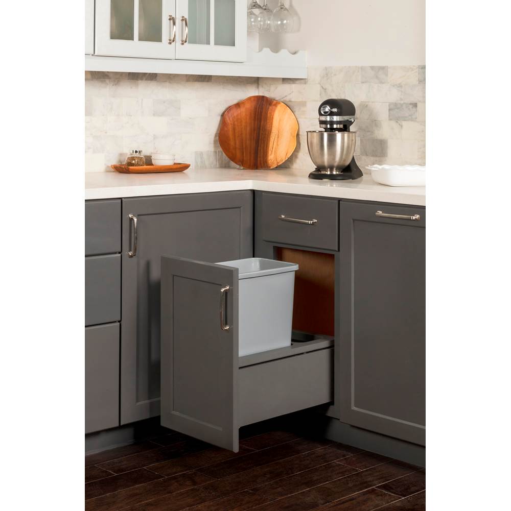 Single 35 Quart Metal Drawer Box Soft-close Trashcan Pullout