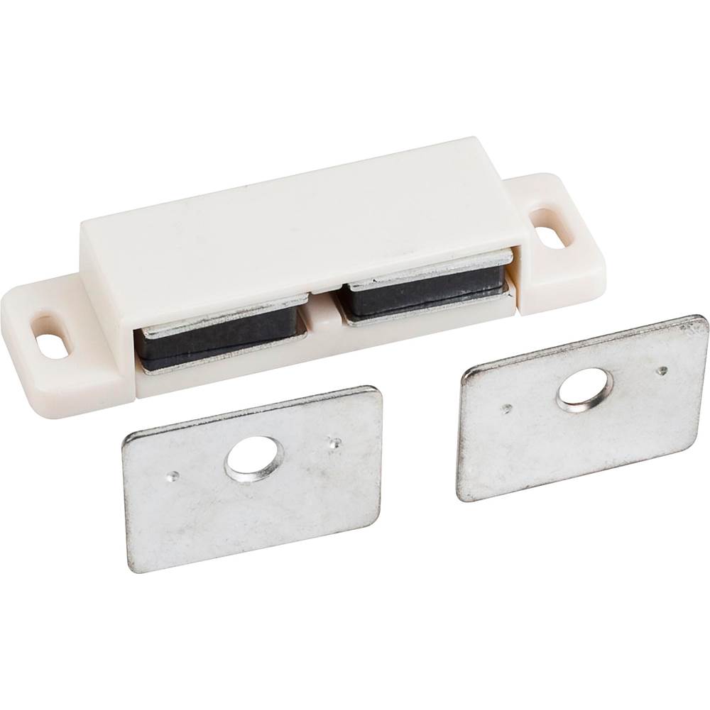 Hardware Resources - 15 lb. White Double Magnetic Catch with Zinc Strike and Screws - White
