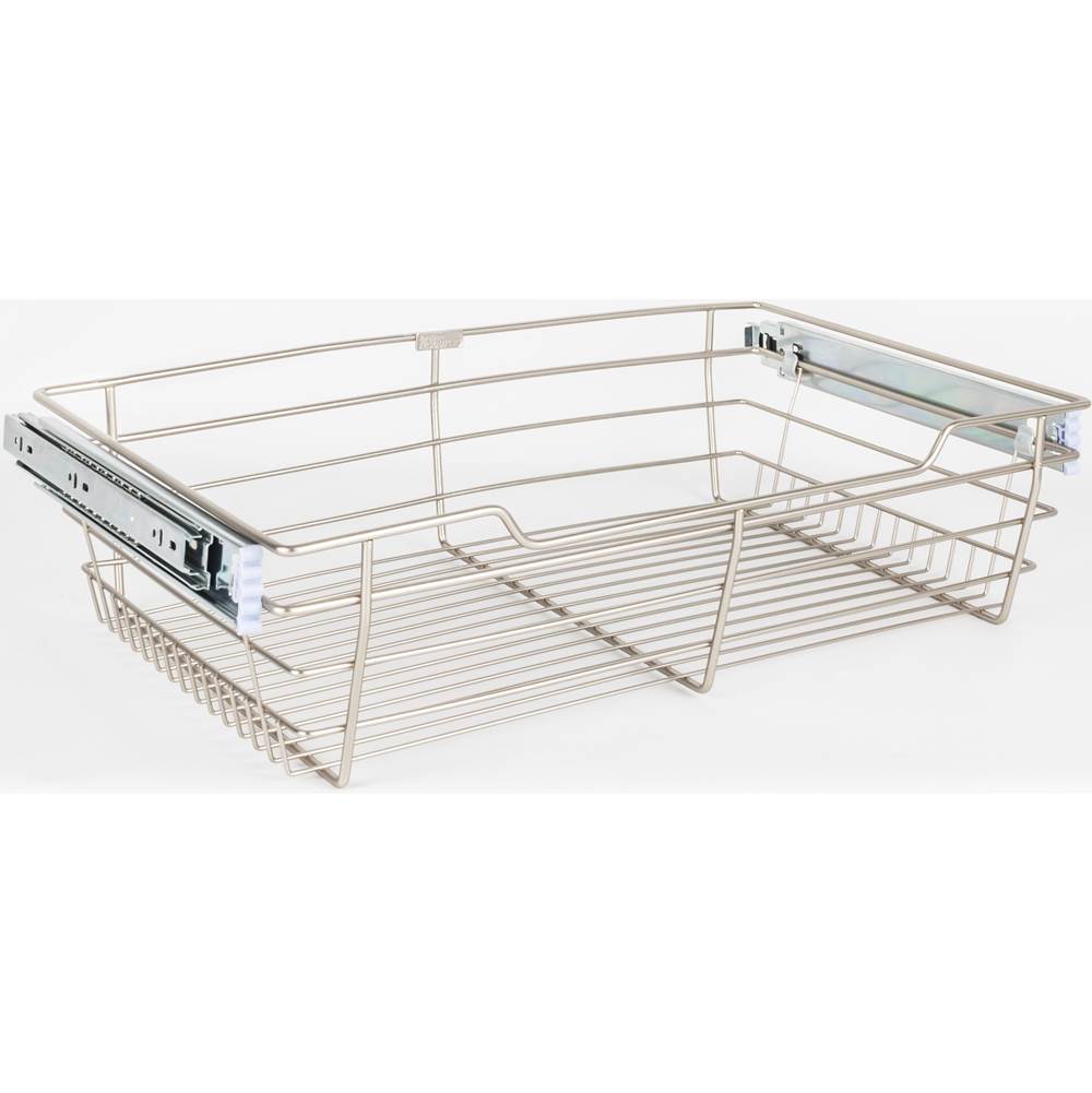 Hardware Resources - Satin Nickel Closet Pullout Basket with Slides 16''D x 17''W x 6''H - Satin Nickel