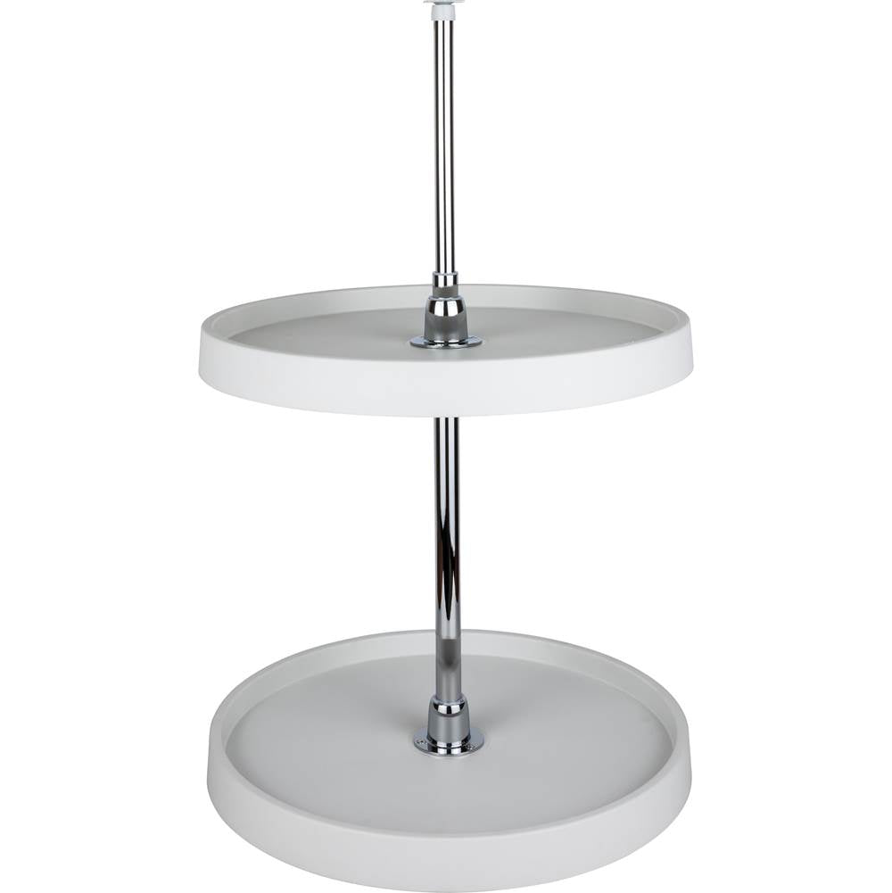 Hardware Resources - 18'' Round Two-Shelf Plastic Lazy Susan Set with Chrome Hubs - White