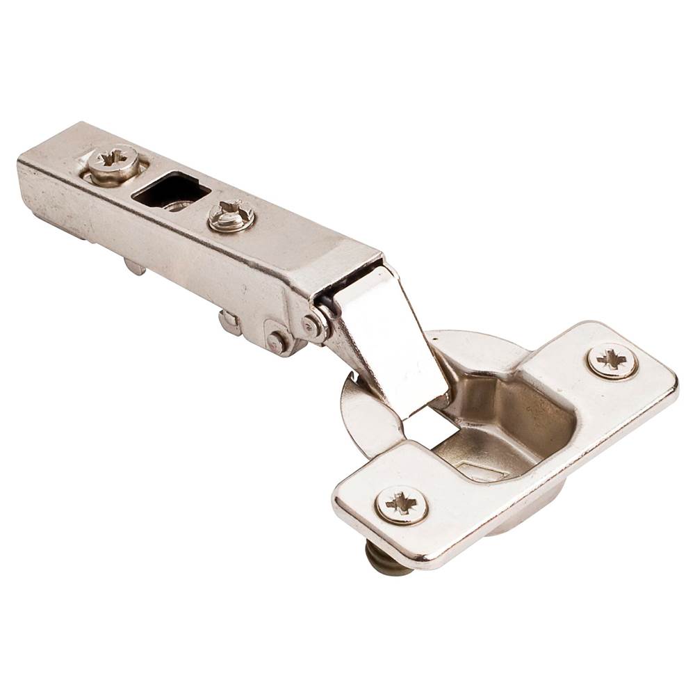 Hardware Resources - 110 degree Standard Duty Full Overlay Cam Adjustable Self-close Hinge with Press-in 8 mm Dowels - Polished Nickel