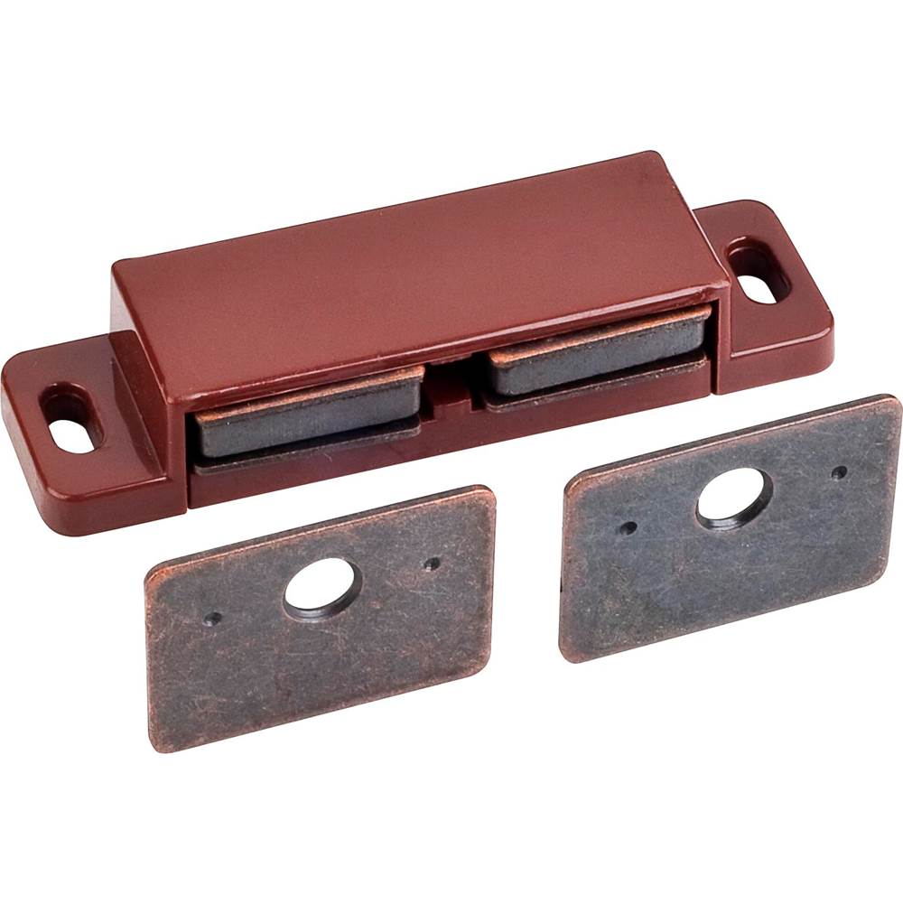 Hardware Resources - 15 lb. Brown Double Magnetic Catch with Bronze Strike and Screws - White