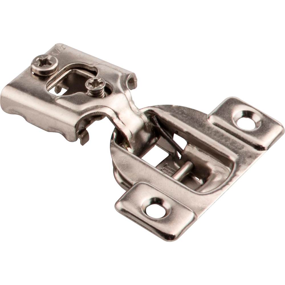 Hardware Resources - 105 degree 1/2'' Overlay Standard Duty Self-close Compact Hinge without Dowels - Retail Pack - Polished Nickel