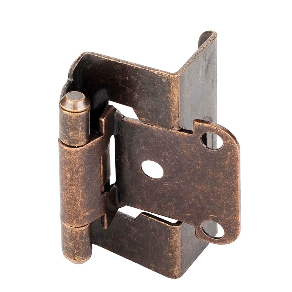 Hardware Resources - 1/2'' Overlay, 3/4'' Frame Full Wrap Self Closing Hinge Without Screws - Antique Brass - Brushed Antique Brass