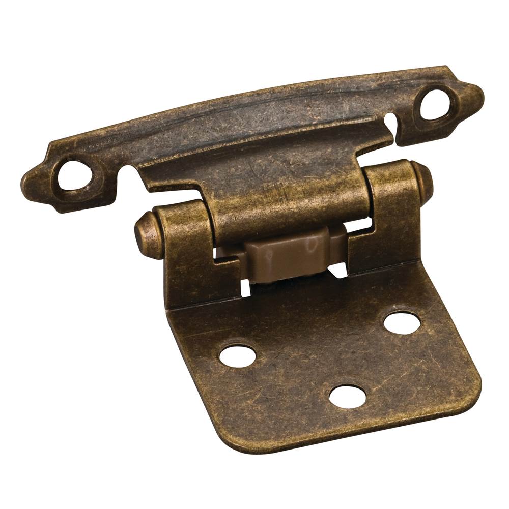 Hardware Resources - Traditional 1/2'' Overlay Hinge with Screws - Antique Brass - Brushed Antique Brass